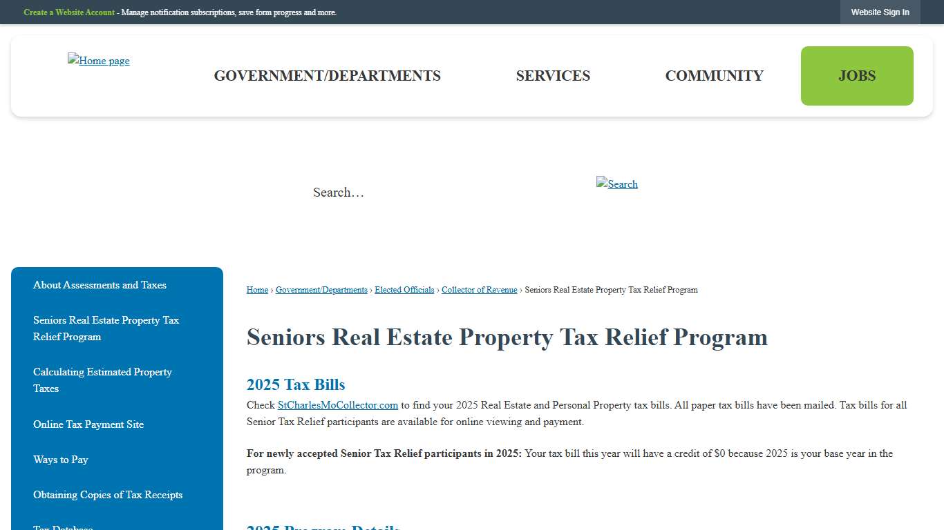 Seniors Real Estate Property Tax Relief Program St Charles County, MO - Official Website