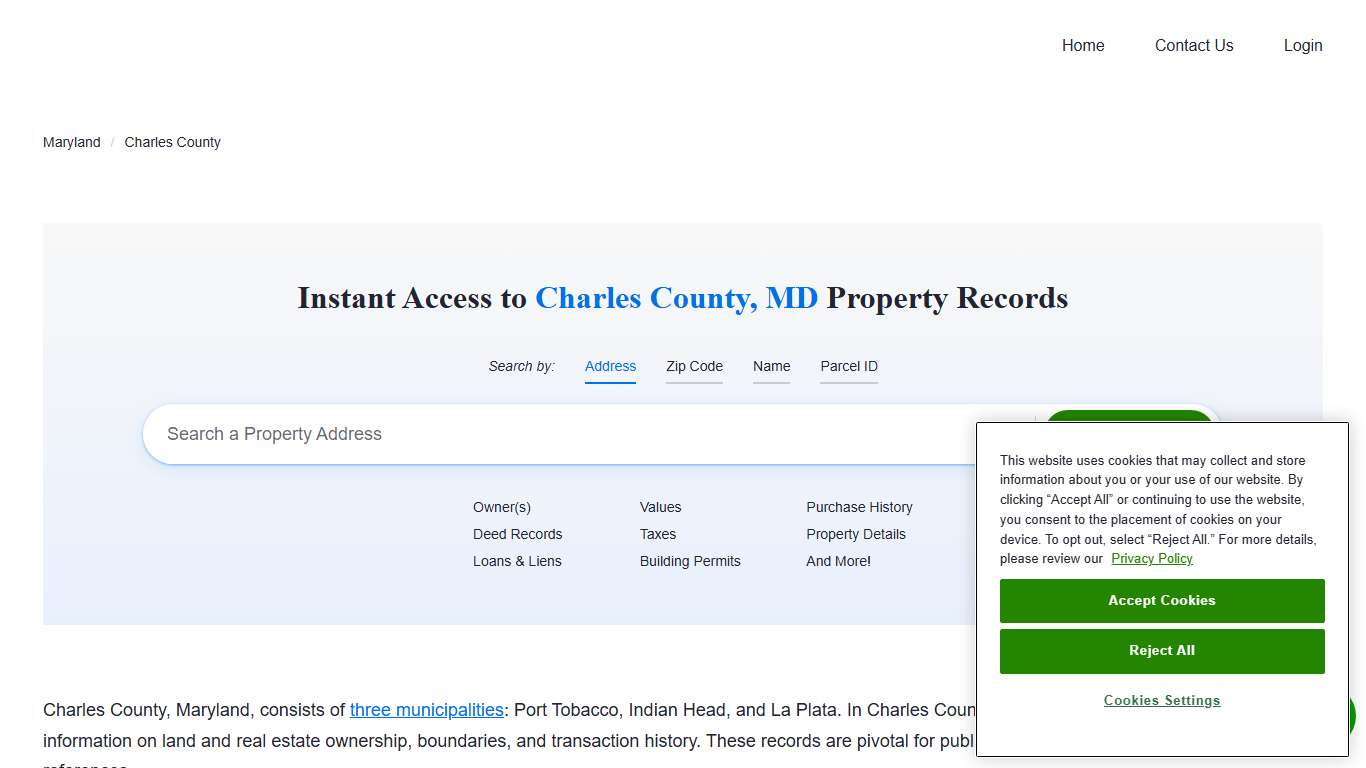 Charles County Property Records Owners, Deeds, Permits
